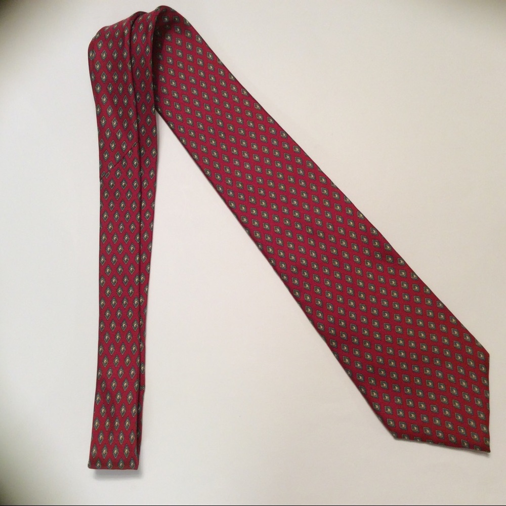 Christian Dior Necktie Red Geometric Silk Neck Tie - Picture 4 of 4